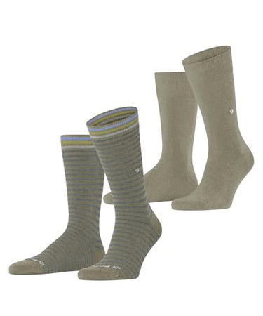 Burlington Herren Socken Everyday Stripe Mixed Multipack So Baumwolle gemustert 2 Paar, Grün Leaf 7064, 40-46 im Sale
